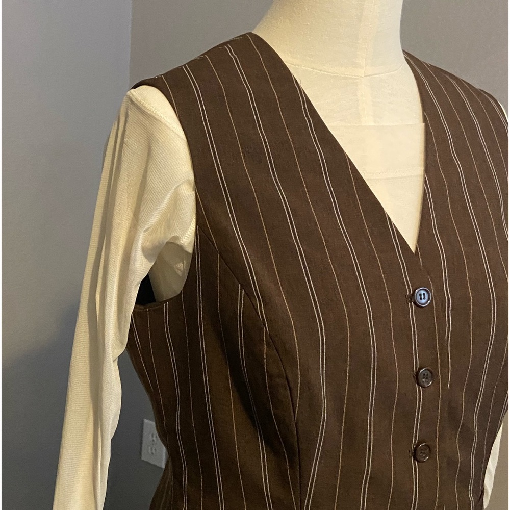 COPY - Brown pin stripe vest Size 12 - Picture 3 of 3